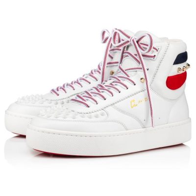 Adidași Christian Louboutin Top Rui Spikes Calf Sneakers Barbati Albi | RO58915