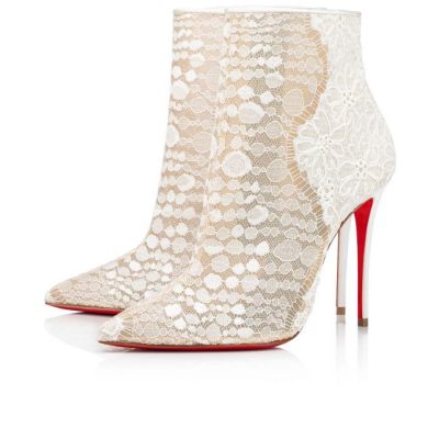 Cizme Christian Louboutin Gipsybootie 100 Dantela Bootie Dama Albi Albastri | RO47924