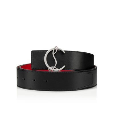 Curea Christian Louboutin Cl Logo Belt 40 Clasici Piele Belts Barbati Negrii Rosii Argintii | RO70271