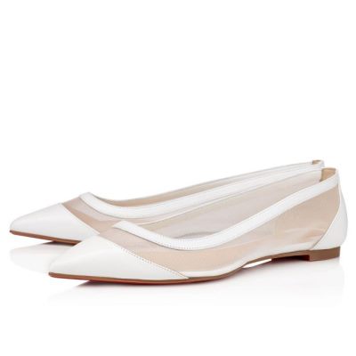 Flats Christian Louboutin Galativi Plati Version Clasici Fabric Flats Dama Albi | RO99495