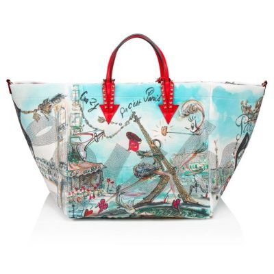 Geanta Tote Christian Louboutin Cabaraparis Neopren Tote Bags Dama Colorati Rosii | RO83470