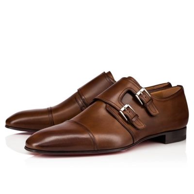 Monk Straps Christian Louboutin Mortimer 000 Havane Calf Monk Straps Barbati Maro | RO76708
