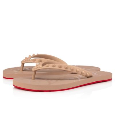 Mules Christian Louboutin Loubi Flip 1 Plastic Finish Mules Dama Bej | RO37712