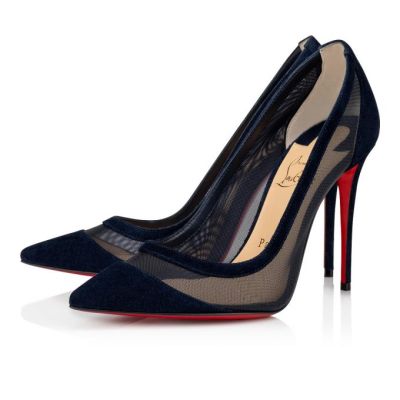 Pantofi Cu Toc Christian Louboutin Galativi 100 100 Version Marine Veau Velours Pumps Dama Bleumarin | RO25807