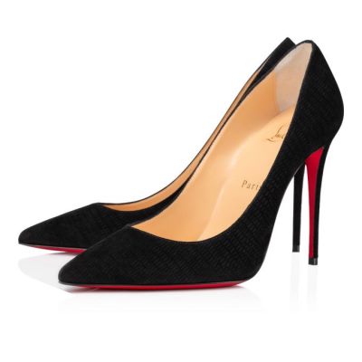 Pantofi Cu Toc Christian Louboutin Kate 100 Veau Velours Pumps Dama Negrii | RO37675