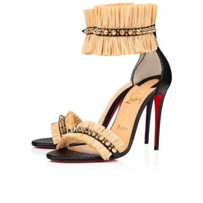 Sandale Christian Louboutin Poupedou 100 Calf Sandals Dama Negrii Bej | RO42465