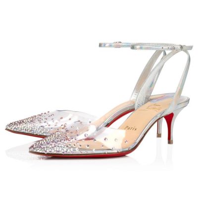 Sandale Christian Louboutin Spikaqueen 055 55 Version Pvc Sandals Dama Argintii | RO57380